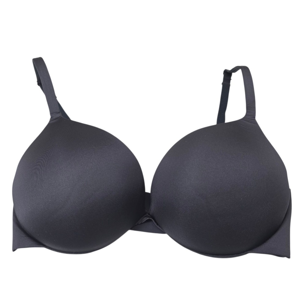 Savage X Fenty Push Up Bra Women 32DD Black Nylon Spandex T-Shirt Underwire Lift